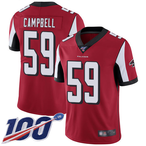Atlanta Falcons Limited Red Men De Vondre Campbell Home Jersey NFL Football 59 100th Season Vapor Untouchable